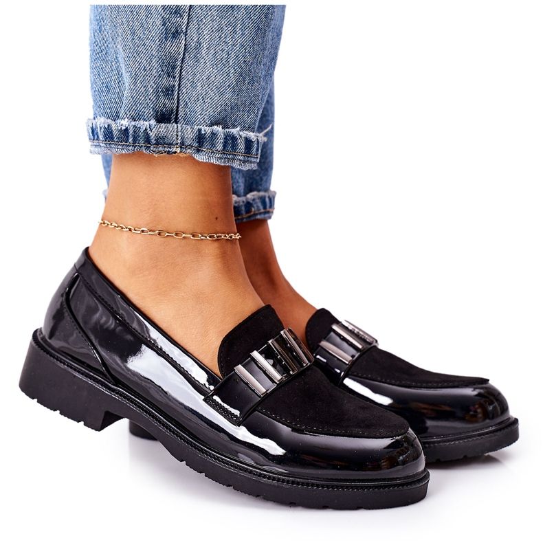 S.Barski Brogues feminino laqueado preto Montius