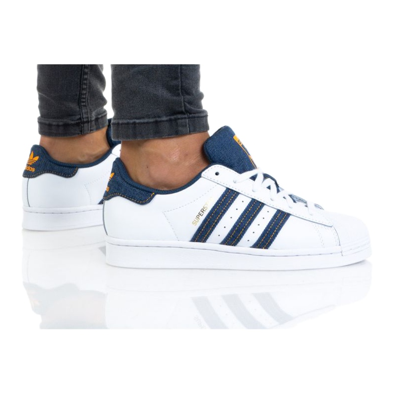 Sapatos adidas Superstar Jr H04025 branco azul marinho