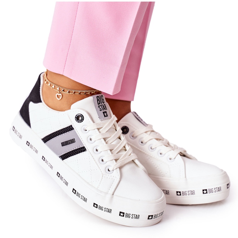 Tênis de couro na plataforma branca Big Star II274071 branco