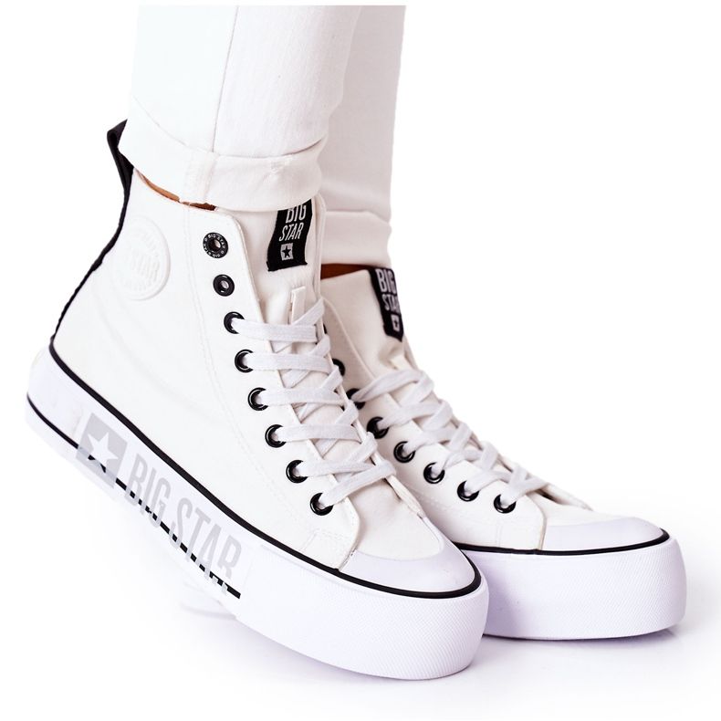Tênis de cano alto na plataforma branca Big Star II274014 branco