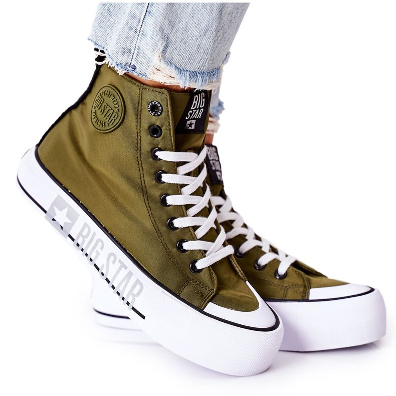 Tênis de cano alto no Big Star II274017 Plataforma Khaki verde