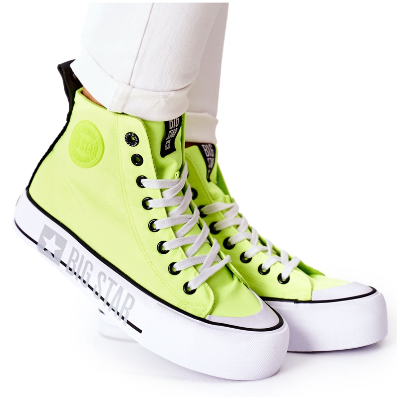 Tênis de cano alto na Big Star II274015 Plataforma Neon Yellow amarelo