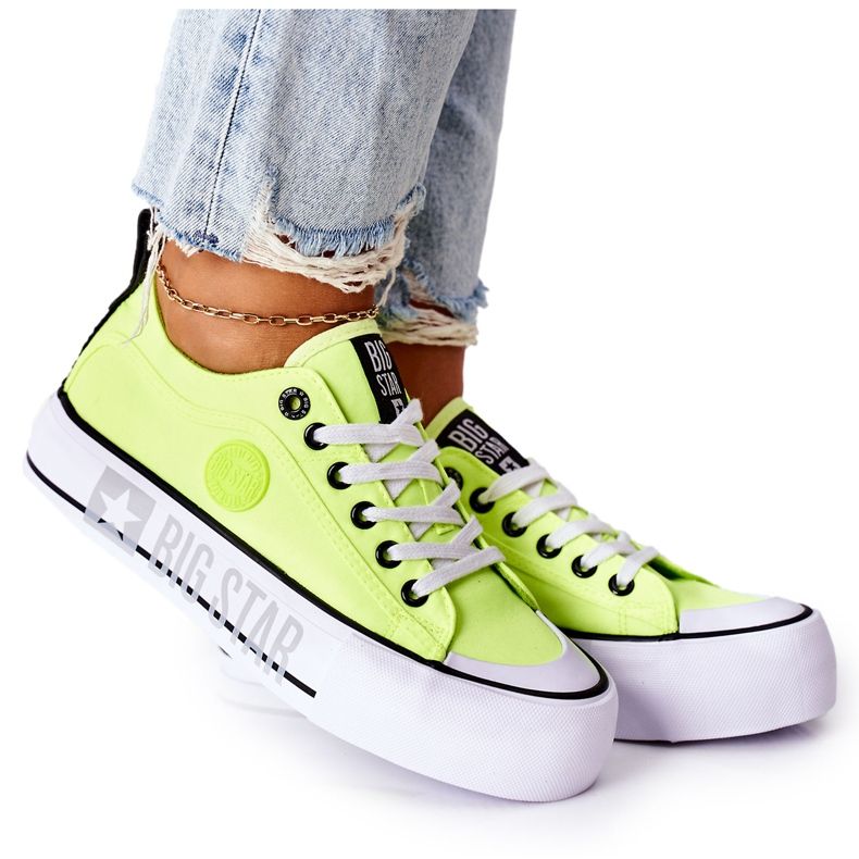 Tênis na plataforma Big Star II274022 Neon Yellow amarelo