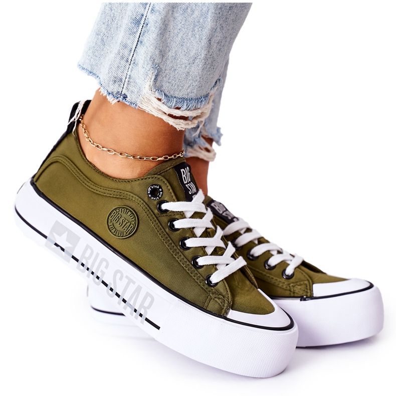 Tênis na plataforma Big Star II274024 Khaki cáqui verde