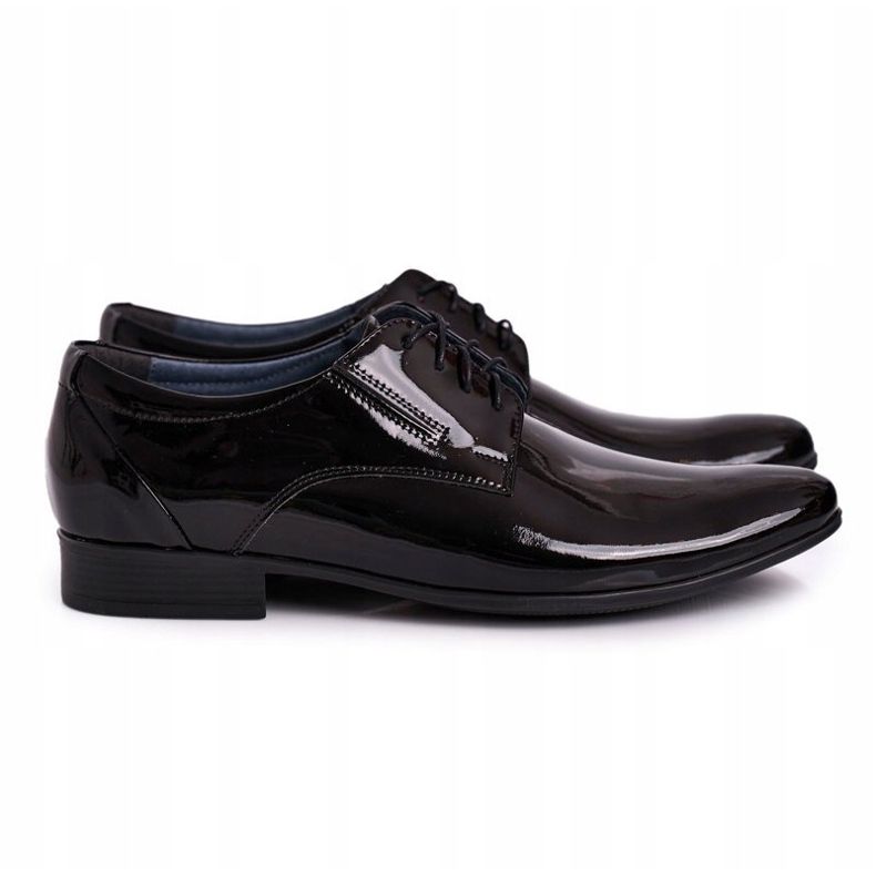 Bednarek Polish Shoes Chinelos masculinos de couro lacado preto