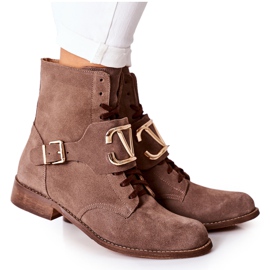 Botas femininas camurça marrom Nicole 2676