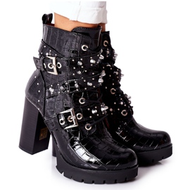 BM Botas em um crocodilo pós-laqueado preto Wombridge BM Botas em um crocodilo pós-laqueado preto Wombridge