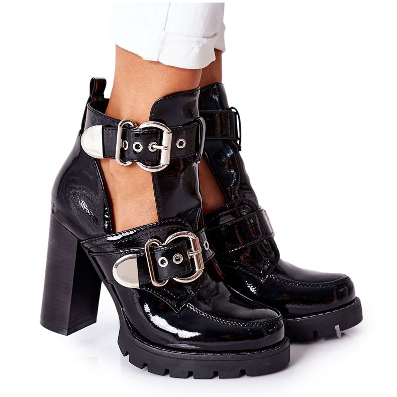 Botas em uma fivela Bramshall lacada Post Black preto Botas em uma fivela Bramshall lacada Post Black preto