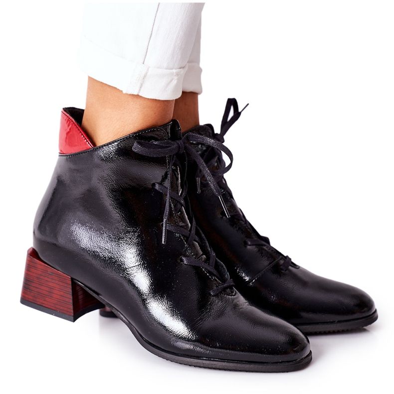 Botas quentes de couro de salto alto Laura Messi pretas 2202 preto