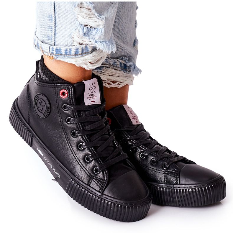 Tênis feminino cross jeans preto alto II2R4021