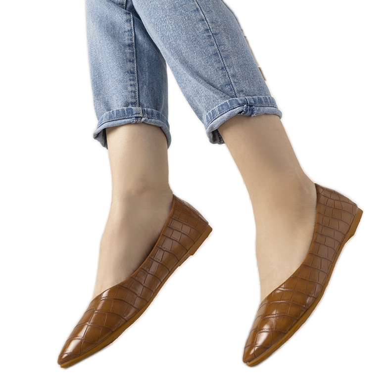 BM Bailarinas de camelo no padrão de pele de crocodilo Camilia castanho