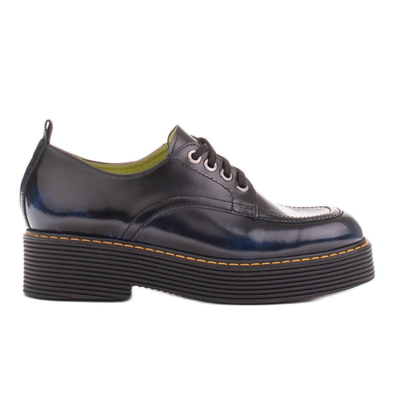 Marco Shoes Mocassins chiara em couro escovado preto azul