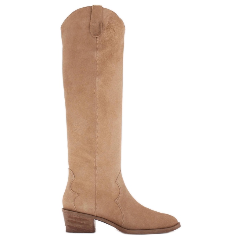 Marco Shoes Botas cowboy Iolanda com costuras decorativas bege