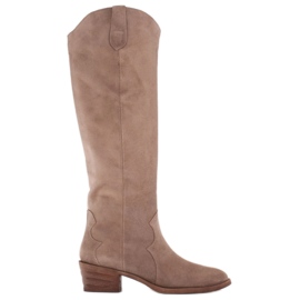 Marco Shoes Botas cowboy Iolanda com costuras decorativas bege