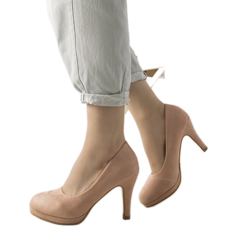 Sapatos rosa em salto agulha Marino