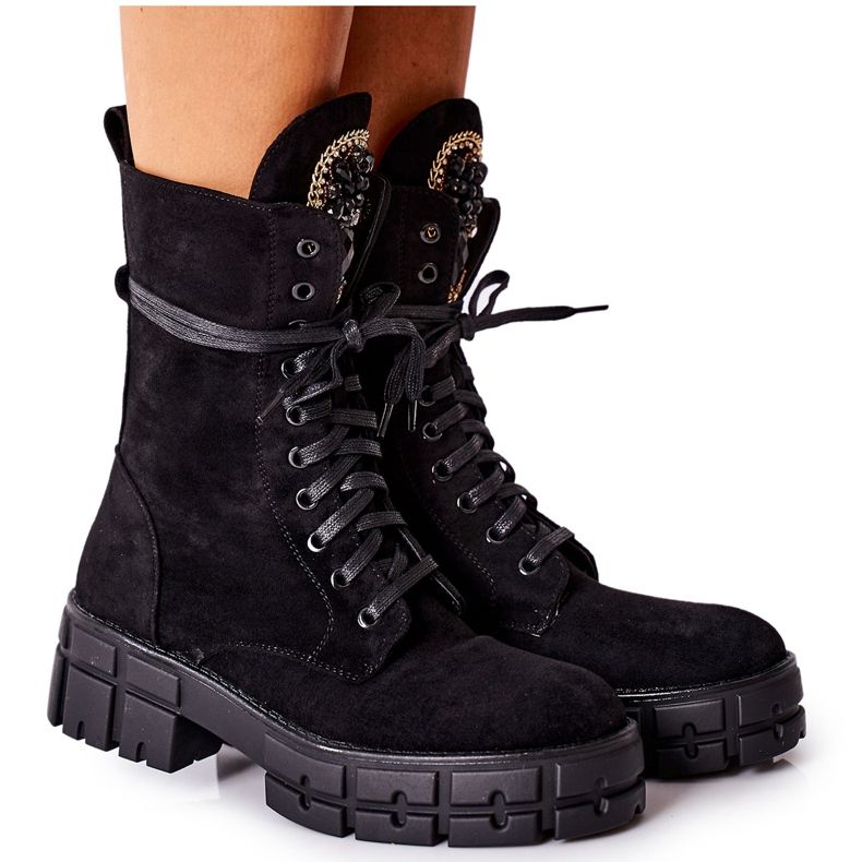 PS1 Trabalhadores Quentes de Camurça Com Pedras Black Hadley preto