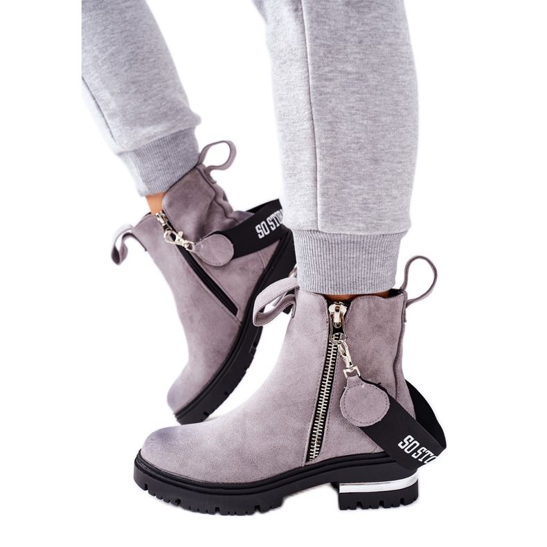 PS1 Botas quentes com zíper Gray Cortona cinza