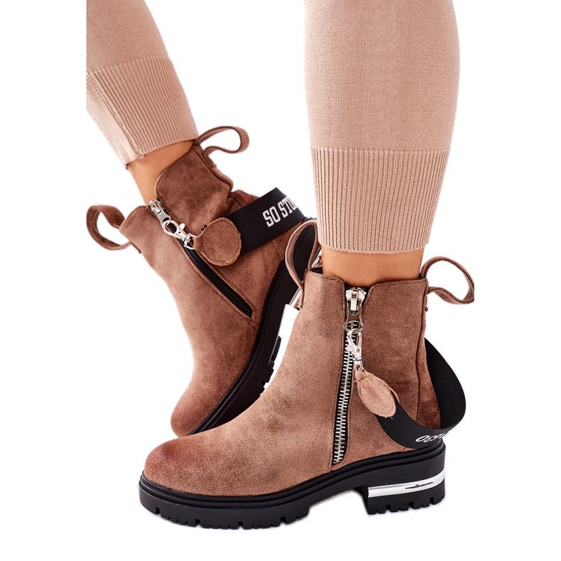 PS1 Botas Quentes Cortona Marrom Com Zíper castanho