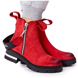 PS1 Botas Quentes Cortona Vermelha Com Zíper vermelho