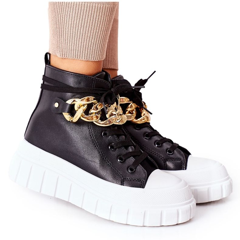 PB1 Tênis de cano alto na plataforma Black La Rocca preto