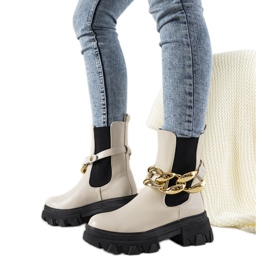 Botas bege com corrente Atenção Botas bege com corrente Atenção