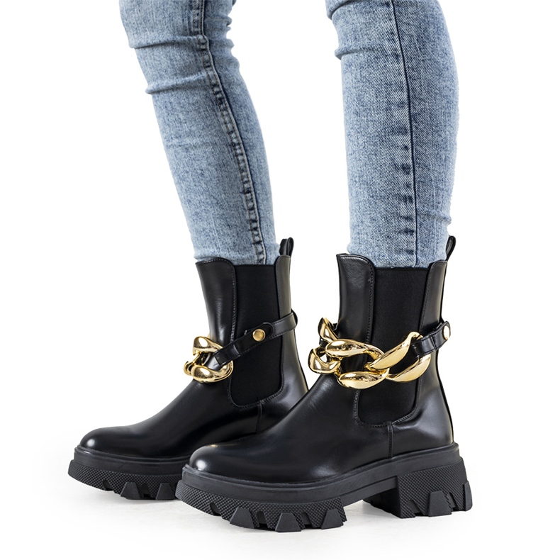 Botins pretos com corrente Attention Botins pretos com corrente Attention