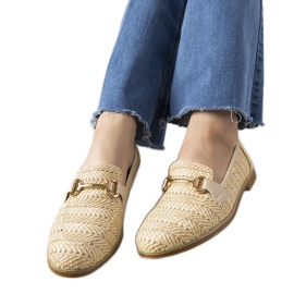 Mocassins trançados bege com fivela Leone