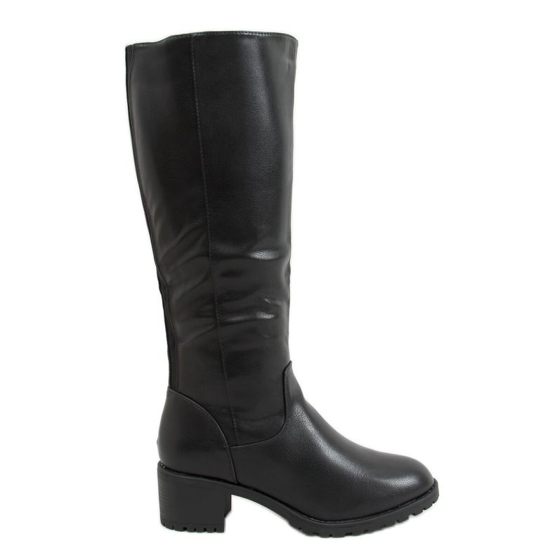 Botas pretas de salto alto Q400-13 pretas preto