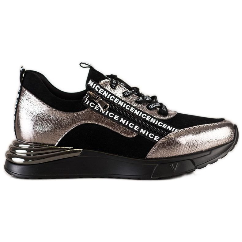Tênis VINCEZA com zíper preto dourado