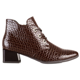 Botas com cordões Snake Print VINCEZA castanho