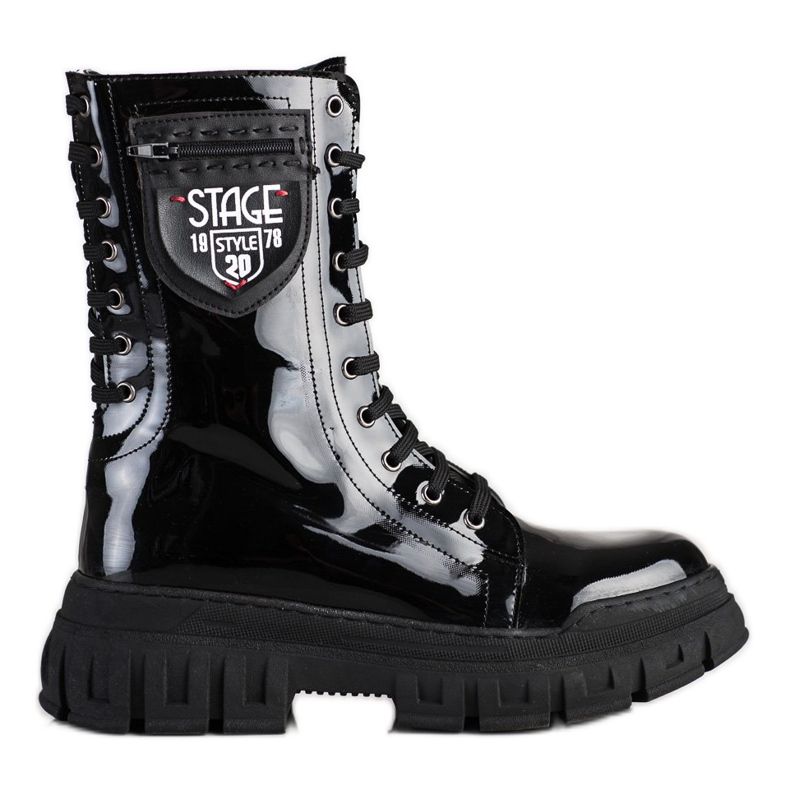 SHELOVET Botas pretas no pltform preto