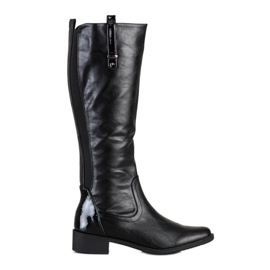 SHELOVET Botas clássicas com couro ecológico preto