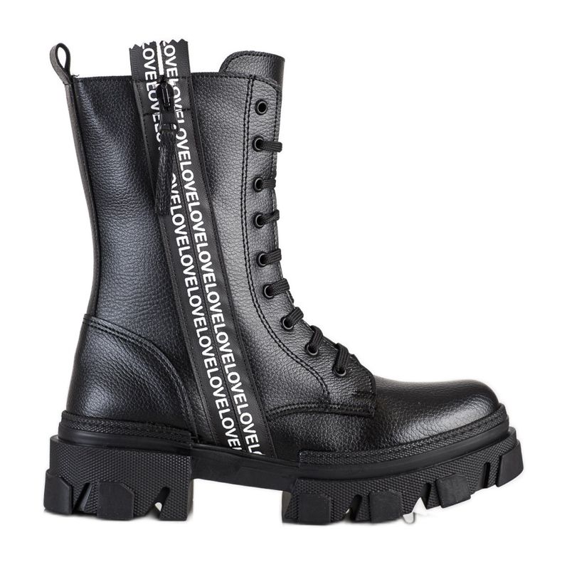 SHELOVET Botas com amor couro ecológico preto