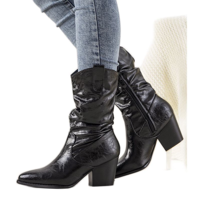 Botas de cowboy femininas negras preto