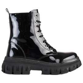 SHELOVET Botas quentes com couro ecológico preto