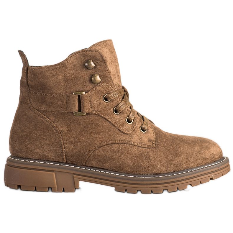 SHELOVET Botas de camurça com atacadores castanho