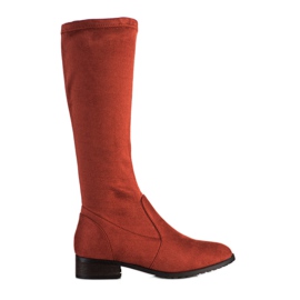 M.Daszyński Botas de salto baixo de camurça vermelho