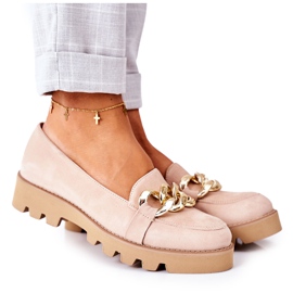 Mocassins de camurça Lewski Shoes 3040 Cappuccino bege dourado