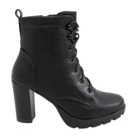 Preto Salto alto com renda 77-152 Preto