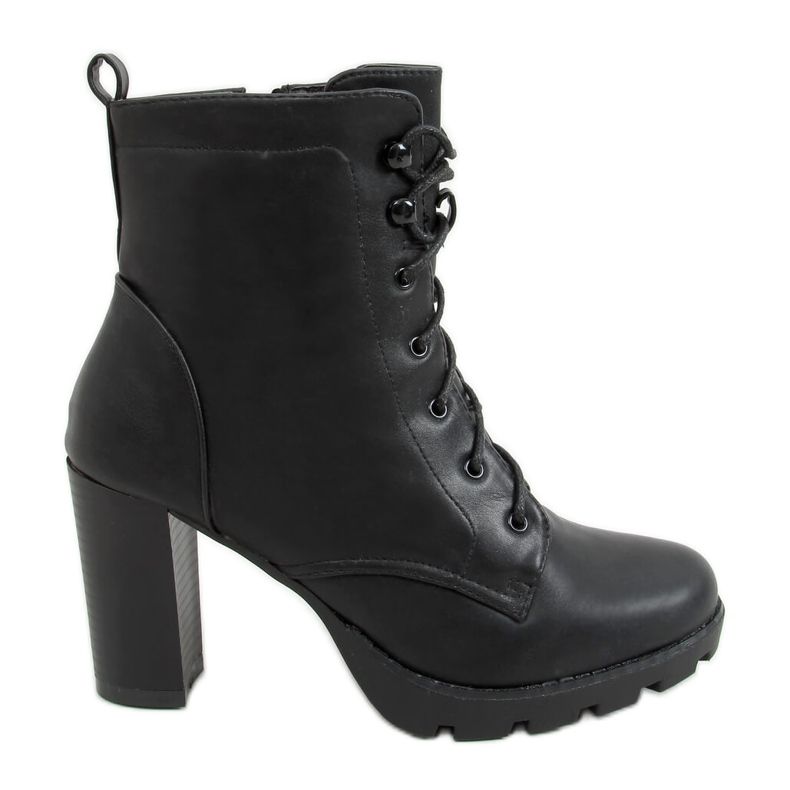 Preto Salto alto com renda 77-152 Preto