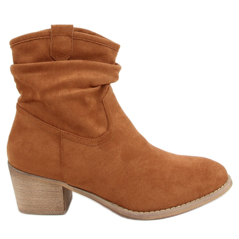Botas de salto baixo camelo Z1165 Camel castanho