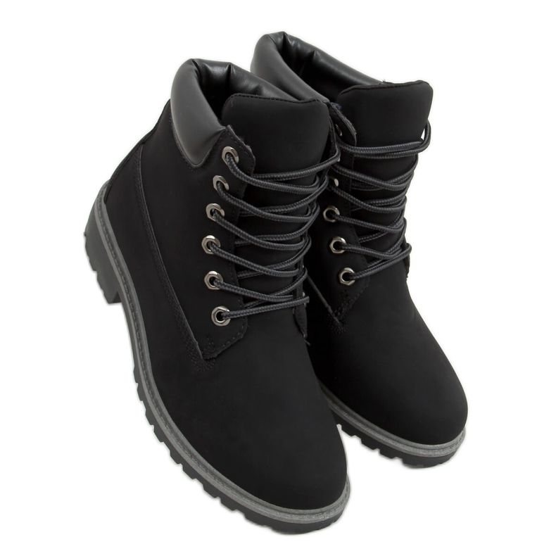 Botas de madeira pretas femininas F662 pretas preto