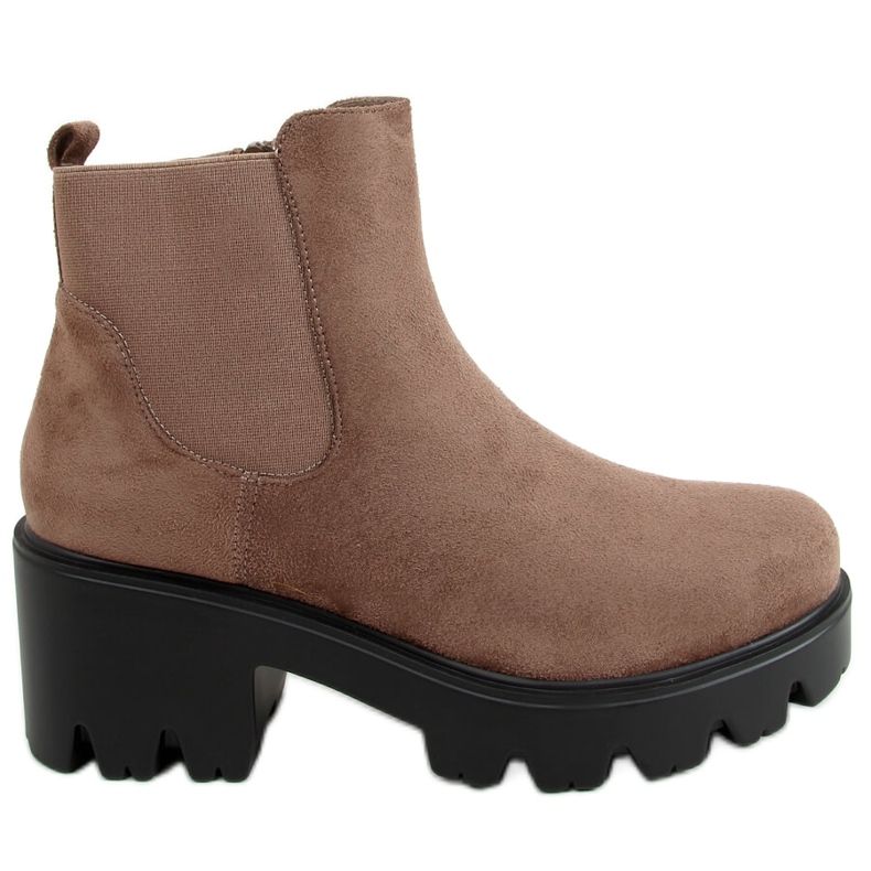 Botas Chelsea com sola grossa bege escuro CH19201 Khaki cáqui