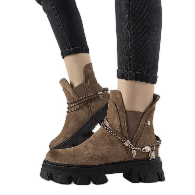 Botas marrons com pulseira Fearless castanho