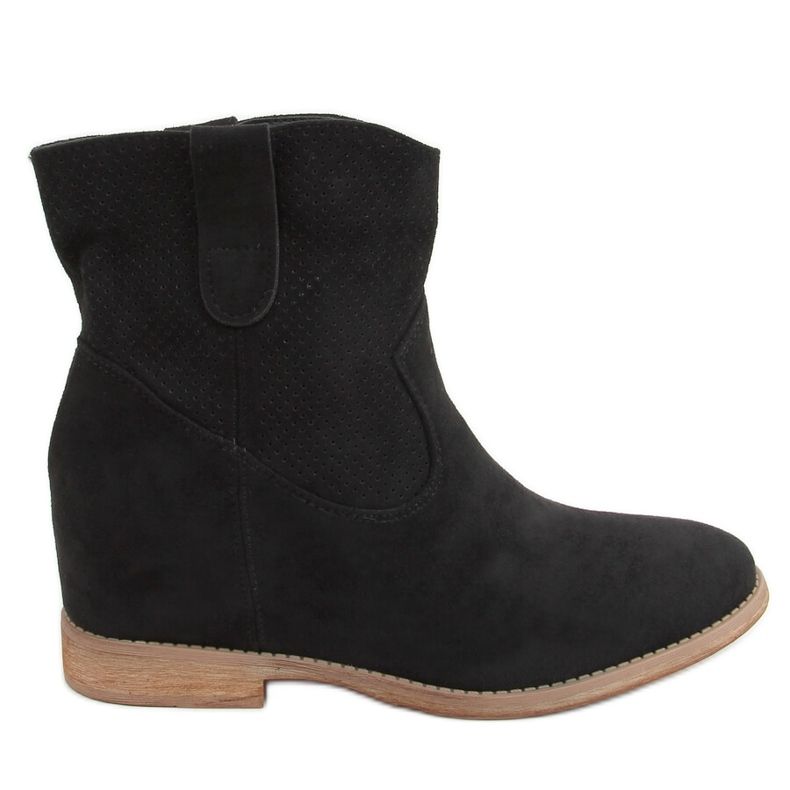 Botas pretas RQ537 pretas em uma cunha escondida preto