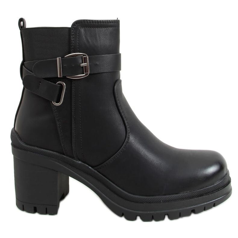 Botas militares pretas de salto alto 8998-11 pretas preto