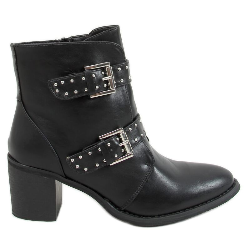 Botas pretas de salto alto com tachas C760 Preto Botas pretas de salto alto com tachas C760 Preto