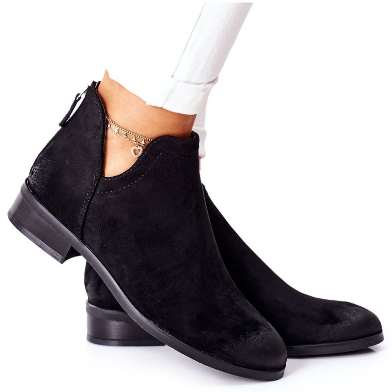 Vinceza Botas quentes de camurça feminina pretas Joaliene preto