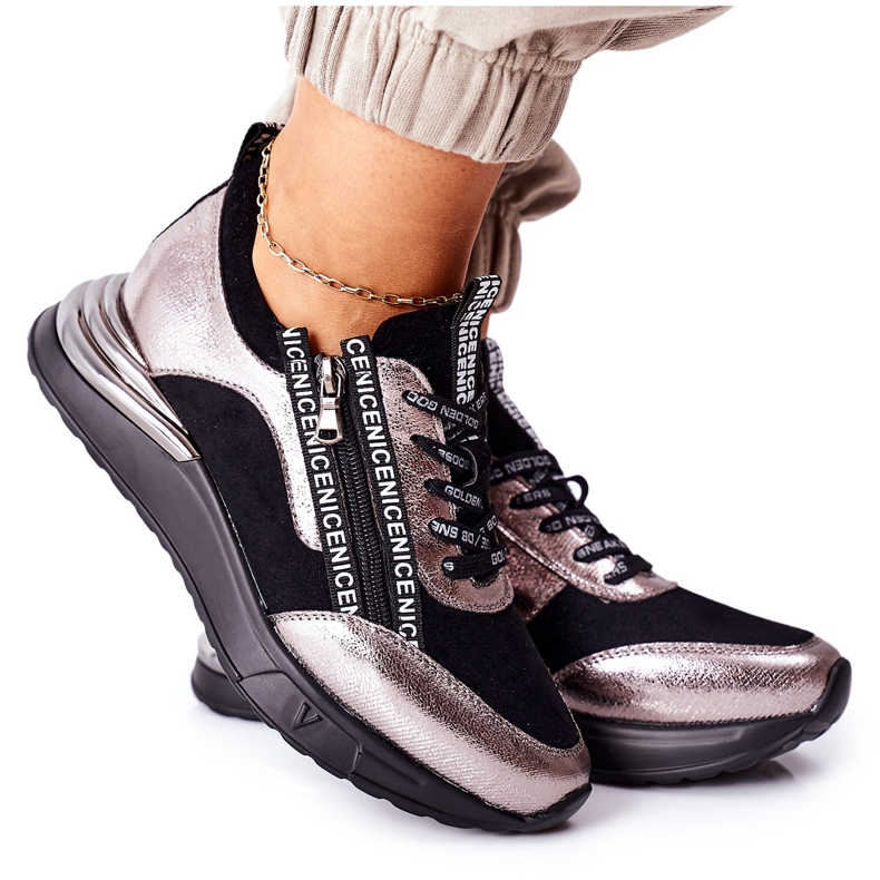 Vinceza Tênis feminino esportivo preto Aduan