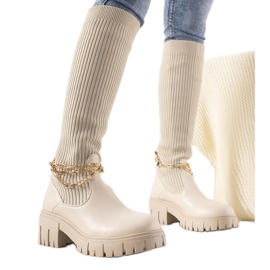 Botas bege com cano alto Cheers